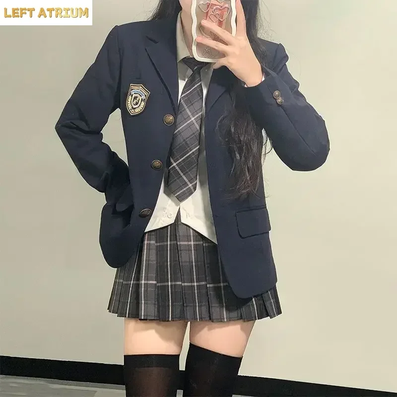 

3 Piece Clothing Japanese Jk Uniform Sets 2025 Spring Autumn New Long Sleeve Preppy Style Fashion Casual Suit Coats Skirt Suit