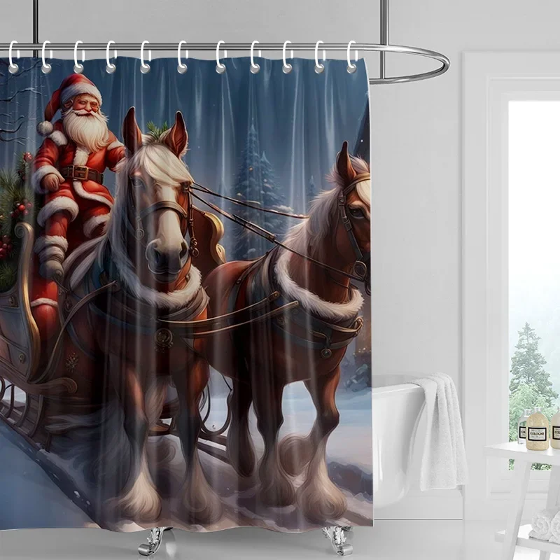 Home decoration shower curtains for bathroom waterproof curtain fabric Modern Nordic style Living Room Merry Christmas winter