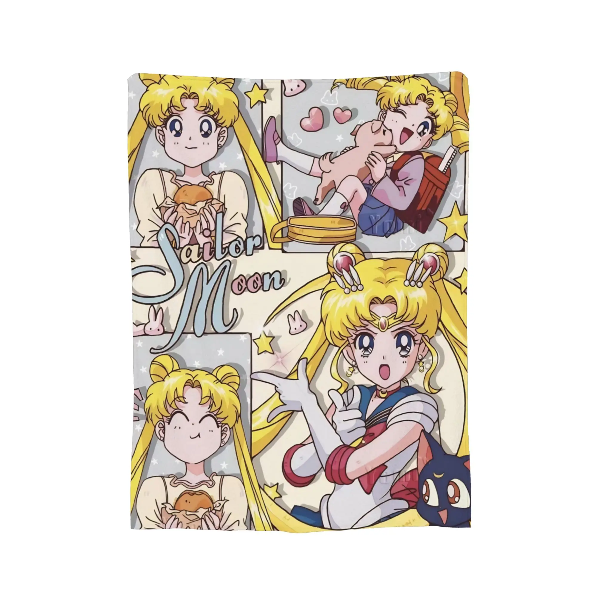 Anime S-Sailors M-Moons Blanket Flannel Decoration  Portable Lightweight Thin Throw Blanket for Bedding Outdoor Rug Piece
