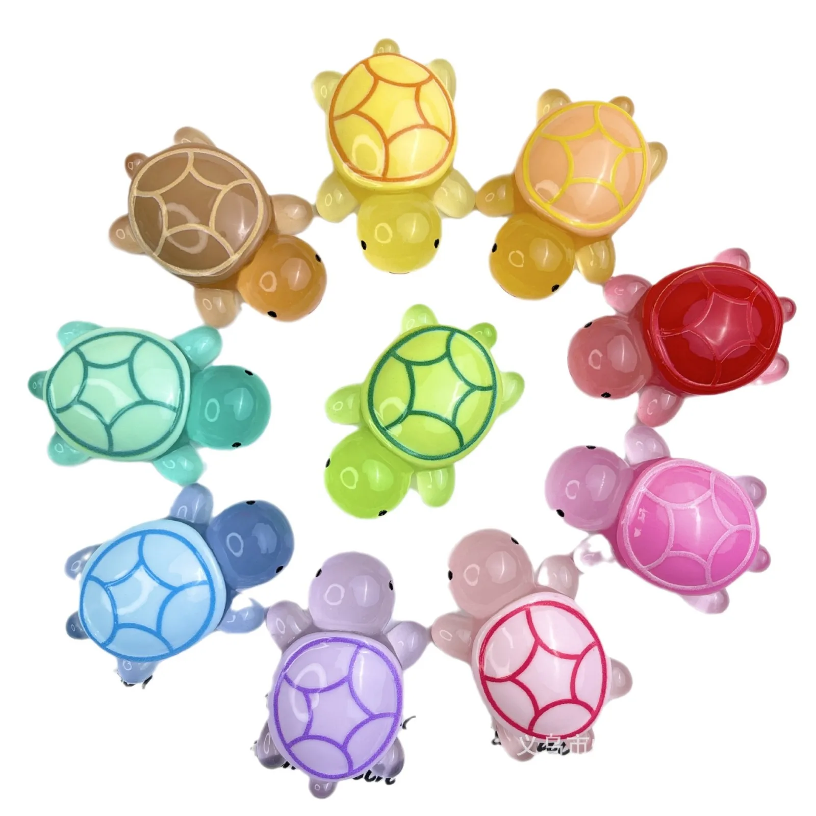 10pcs 5cm Night Light Turtle Champion Same Blind Bag Turtle Resin Ornament with Ten Color Printed Little Turtle Childrens Gift