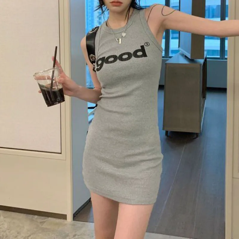 

Summer Korean Women's Klein Blue Hip Wrapped Dress Sexy Halter Sleeveless Vest Skirt Simple Girl Sweet Temperament Spicy Dresses