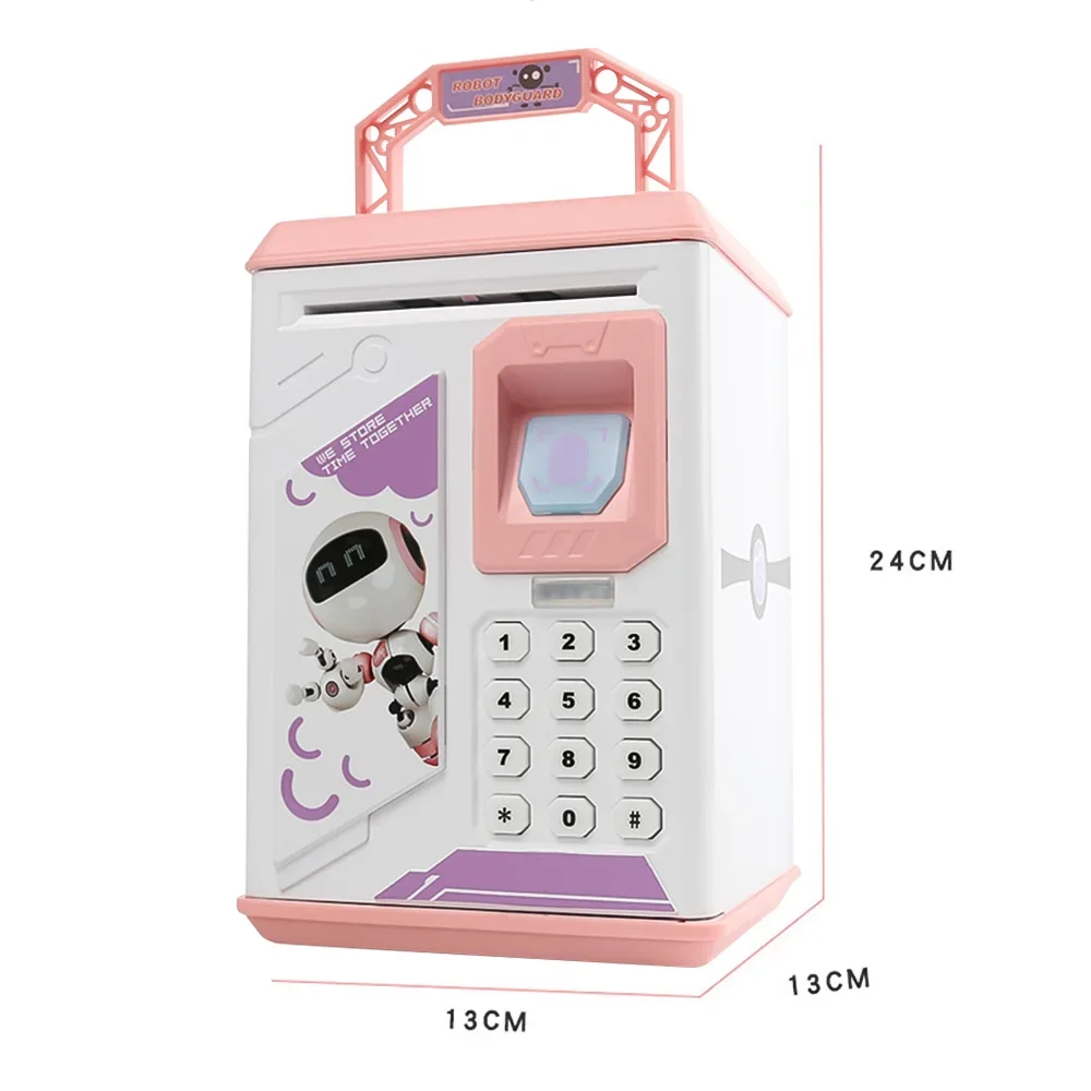 Electronic Piggy Bank Fingerprint ATM Password Money Box Children Digital Coins Saving Safe ATM Machine Birthday Gift For Kids