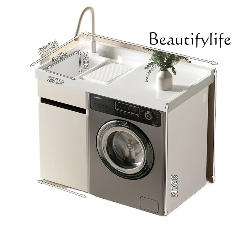 Cream Style White Honeycomb Aluminum Washing Machine Cabinet Combination Drum Companion