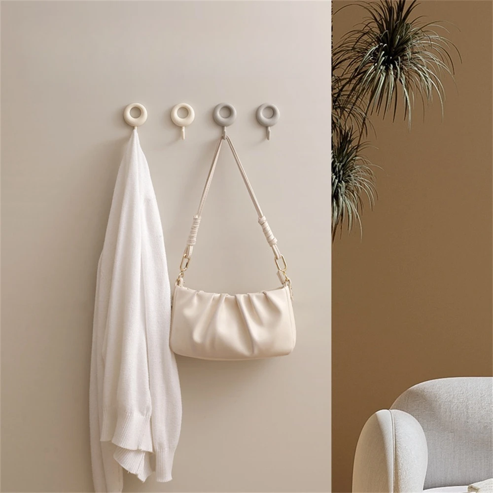 4Pcs Nordic Universal Hook Round Acrylic Wall Clothes Hanger Free Hole Sticky Hooks Kitchen Load Bearing Hooks Home Decor Hanger