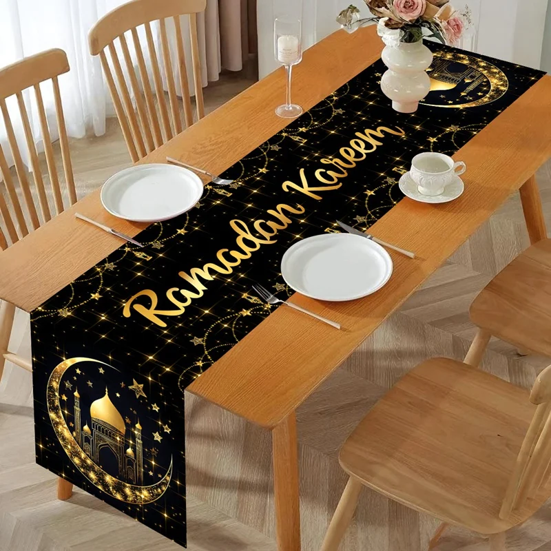 رمضان كريم القمر ستار الجدول عداء عيد مبارك زينة 2026 للمنزل الإسلامي مسلم لوازم الحفلات الثريا غطاء الطاولة