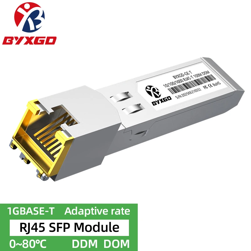 10/100/1000M Adaptive BASE-T RJ45 SFP Module For Arista/Dell/Cisco Switch/Router SFP To RJ45 Ethernet Module Copper Transceiver