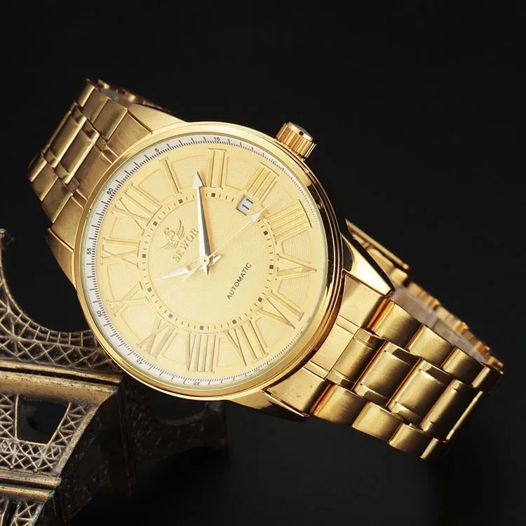 

Stainless Steel New Gold Date Tourbillon Self-Wind Automatic Mechanical Watch for Men