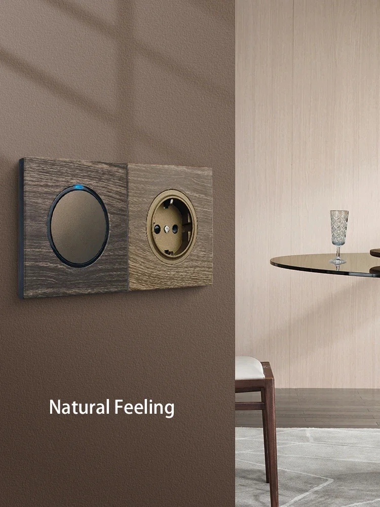 Wallpad Panel aluminiowy 1 2 3 4 Gang Crossover przechodzi przez impulsowy przełącznik chwilowy wskaźnik LED drewniana ściana włącznik światła