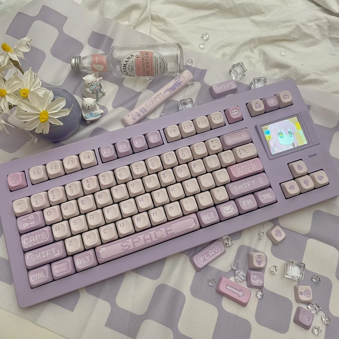 Cat pixel magic potion purple pixel theme keycap foa original height full item