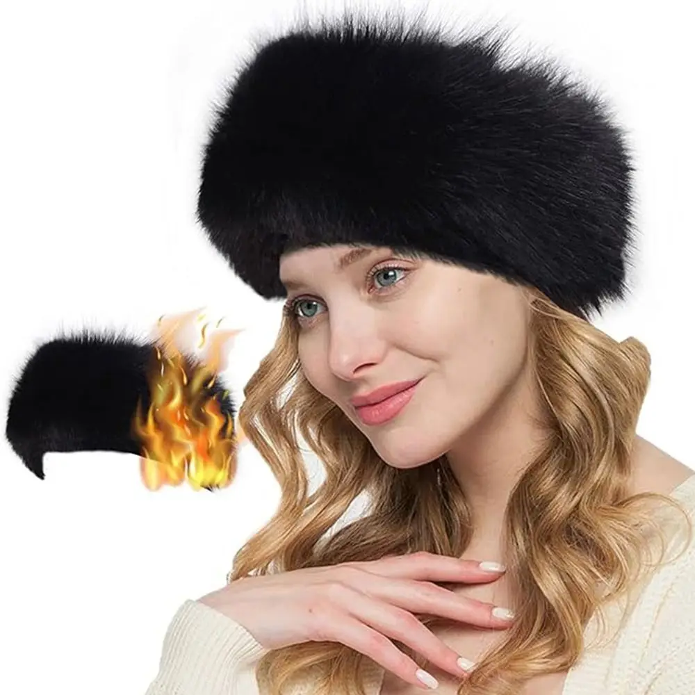 New Faux Fur Women Winter Headbands Elastic Furry Faux Fur Headband Warm Soft Ear Muffs Winter