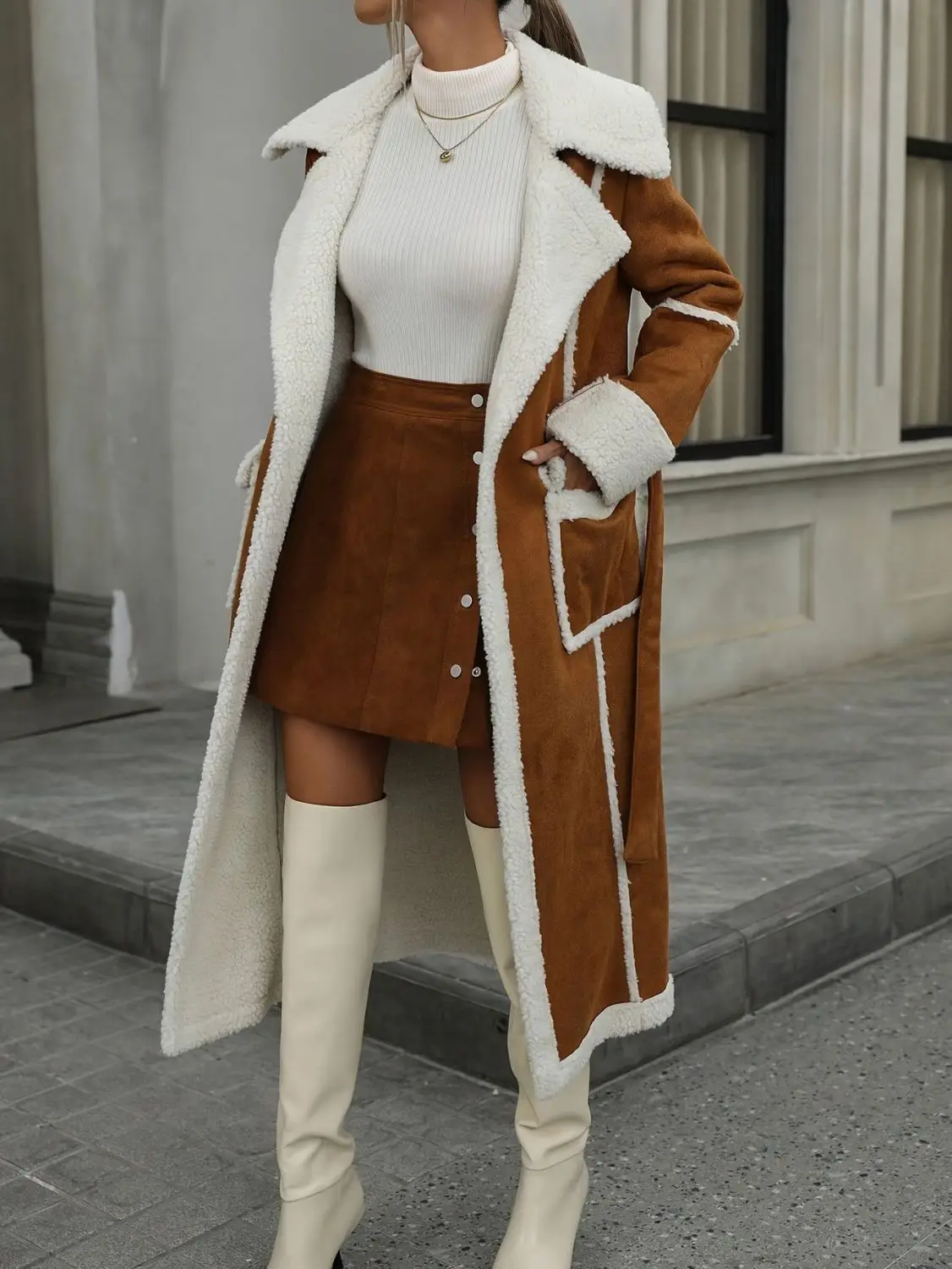 

Зимняя женская хлопковая куртка, повседневная теплая плюшевая куртка в стиле ретро цвета хаки средней длины