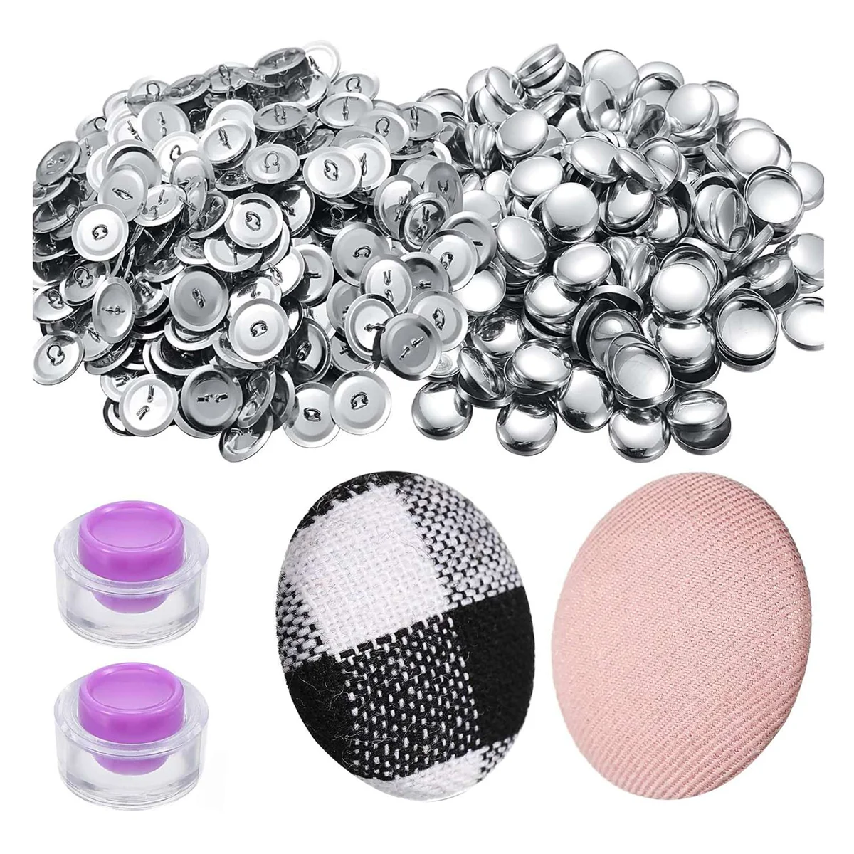 100 Sets Cover Buttons Kit with Tools Size Buttons to Cover Self Cover Buttons DIY Fabric Cloth Cover Buttons 0.59 Inch