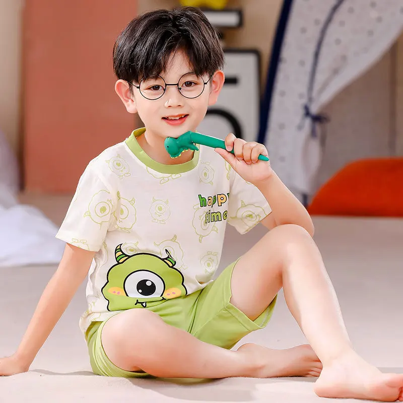 

Disney Summer Children's Pijamas Pajamas Set Short Sleeve Cartoon Boys Girls Cartoon Casual Home Wear Roupa Infantil Menina