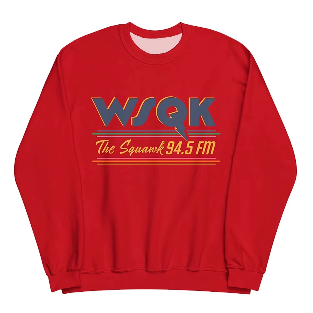 

Мужские футболки WSQK The Squawk 94.5 FM с принтом, летние модные высококачественные пуловеры с длинным рукавом и круглым вырезом