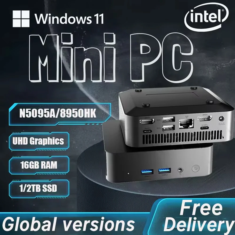 

NEW Mini PC Intel Core i9 8950HK N5095A Gaming Mini PC Windows 11 Pro 16GB DDR4 1TB 2TB M.2 SSD WiFi 6 BT5.2 Desktop Computer PC