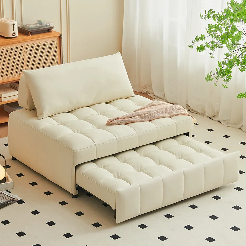 Cream wind telescopic single sofa bed multifunctional small apartment dual-use 1 meter 2 double fabric sofa folding