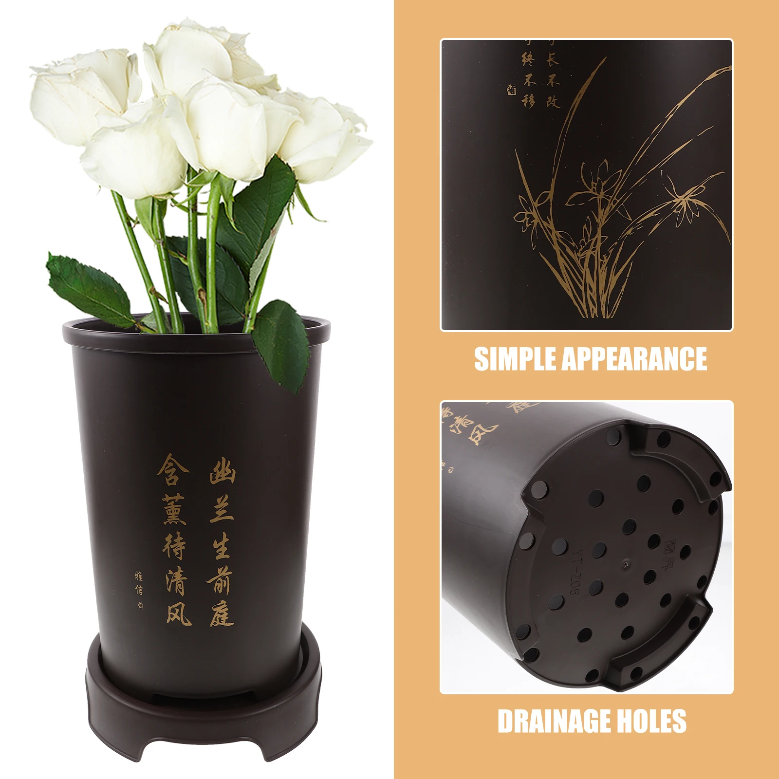 

1Set Resin Orchid Pot Saucer Drainage Holes Breathable Modern Home Decor Indoor Outdoor Plant Nursery Pots Spring Outdoor Decor