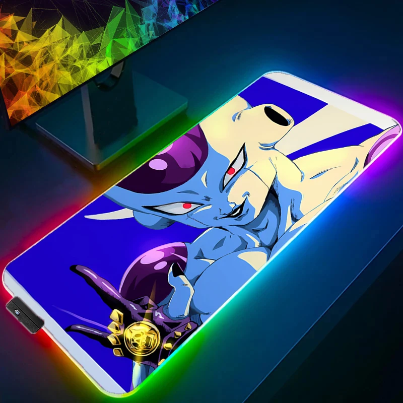 

Dragon Ball Frieza Large Mouse Pad LED Office Computer Desk Mat RGB Table Keyboard Carpet Accessories Gaming Mousepad Backlight