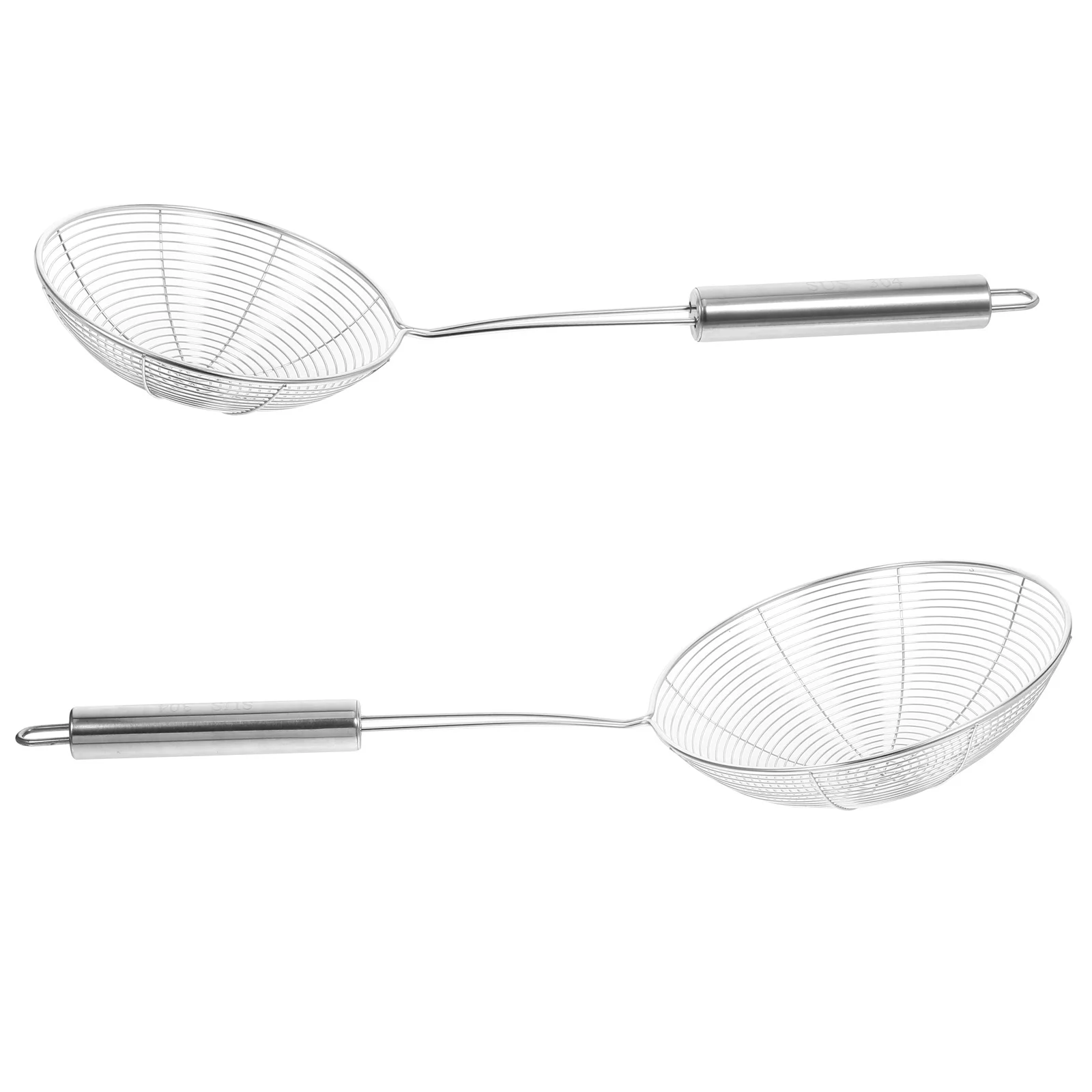 

2Pcs Stainless Steel Spider Strainer Ergonomic Handle Fine Mesh for Boiling Frying Deepfrying Noodles Pasta Kitchen Tool