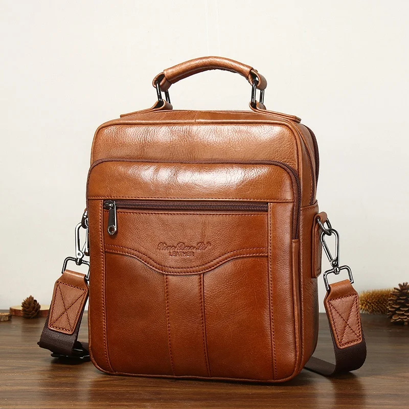 

YETTIES Новая мужская сумка через плечо из натуральной кожи, многофункциональная сумка через плечо, просторная сумка для ручной переноски для ежедневного использования