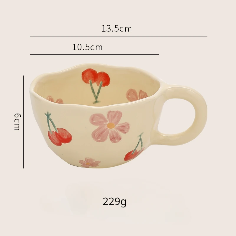 Mão Pinched Irregular Cerâmica Canecas, Flor Leite Chá Xícara, Oatmeal Breakfast Caneca, Drinkware, presente de aniversário para Ela, 1Pc