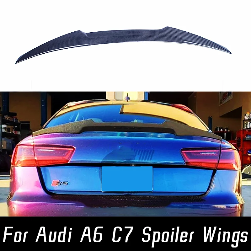 

M4 Styling Real Carbon Fibe Rear Trunk Lid Car Wing Ducktail Lip Spoiler For 2012-2016 Audi A6 C7 Tuning Exterior Accessories