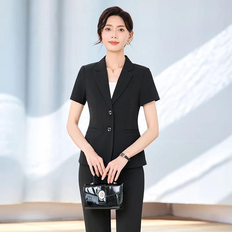 NAVIU Abito estivo da donna elegante Blazer e pantaloni Abbigliamento da lavoro Set di pantaloni da donna professionali per pendolarismo di fascia alta OL