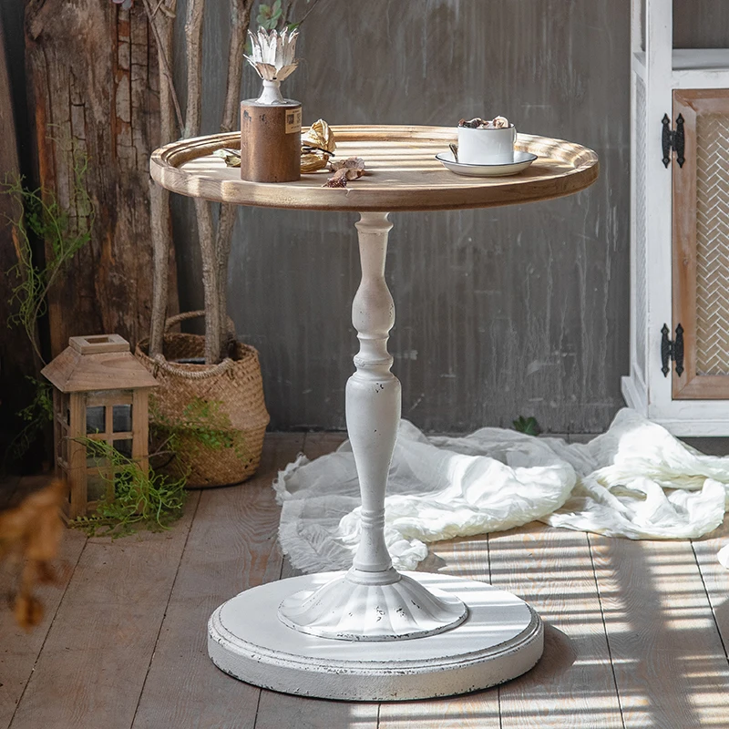 retro small round table in rural areas, European style vintage homestay small