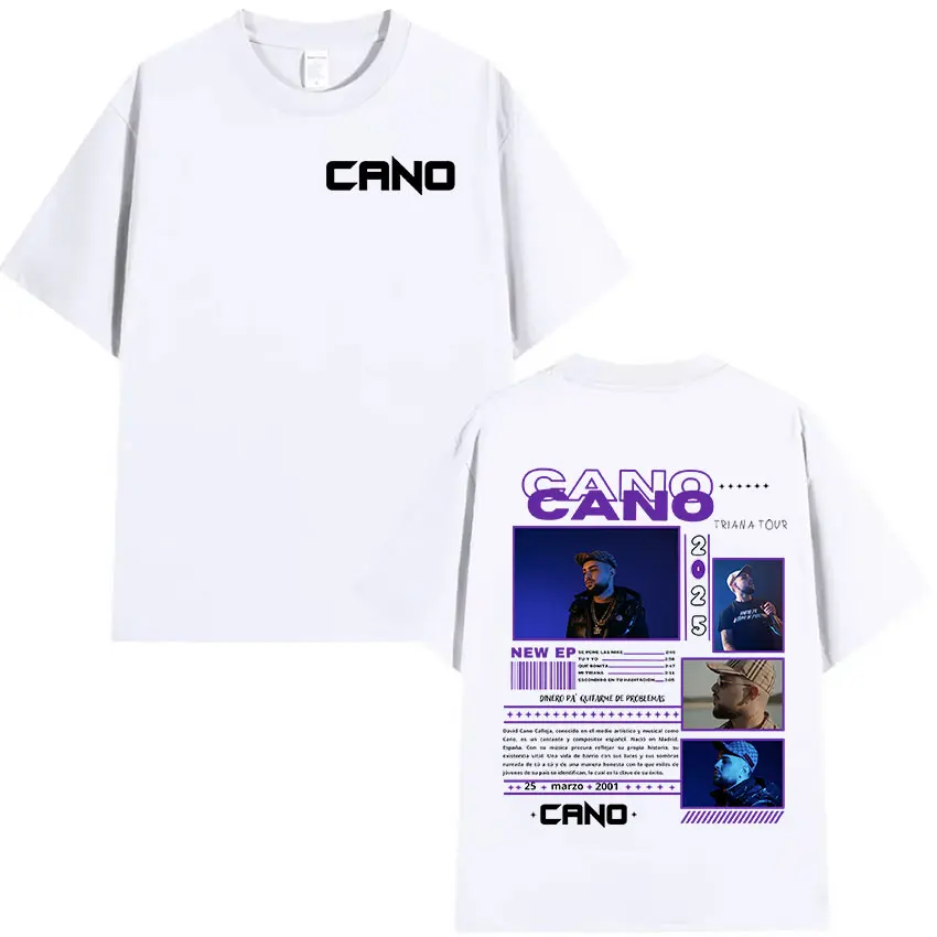 Rapper Cano Triana Tour 2025 New T Shirt Men's Vintage High Quality Fashion T-Shirts Hip Hop Oversized Cotton T-Shirt Streetwear