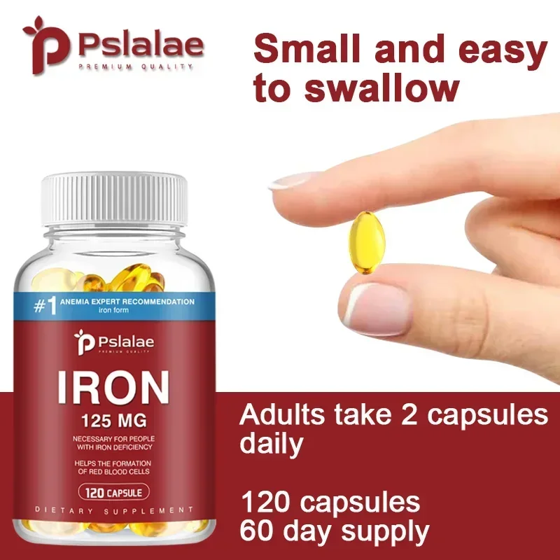 Iron Supplement 125mg - Promotes Red Blood Cell Formation and Metabolism, Dietary Capsule