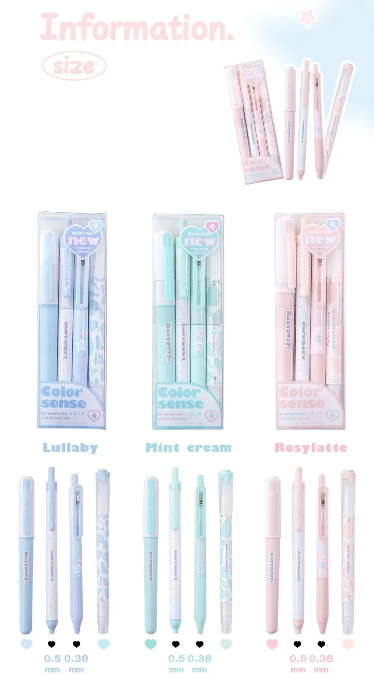 4 stücke Farbe Sinn Schreibstifte Set Creme Text marker schwarz Gel Tinte Stift Marker Liner a7489 – Detail 2