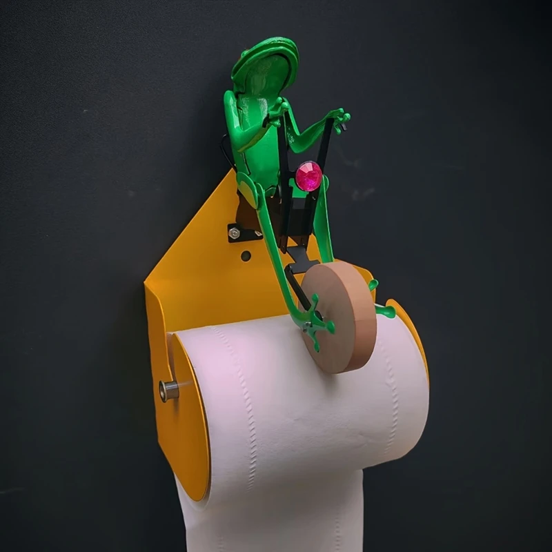 Hot Creatives Frog Riding Unicycle Wall Mounted Paper Roll Holder - Unique Design, Perfect For Home Decoration Bathroom Wall