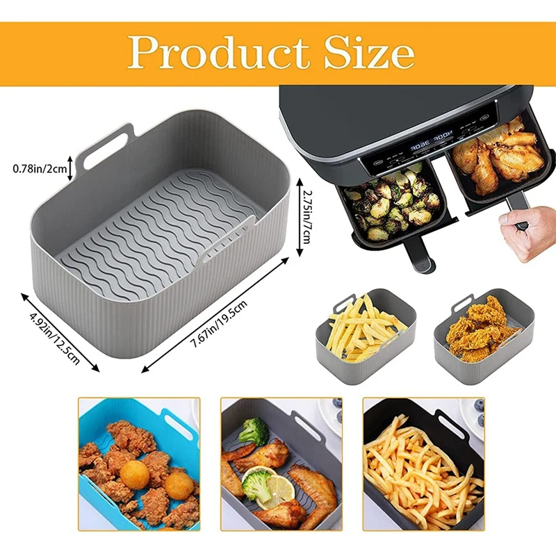 Doublures de friteuse à air réutilisables pour les touristes de la friteuse à air Ninja, doublure en silicone pour les accessoires de friteuse à air Ninja, gris