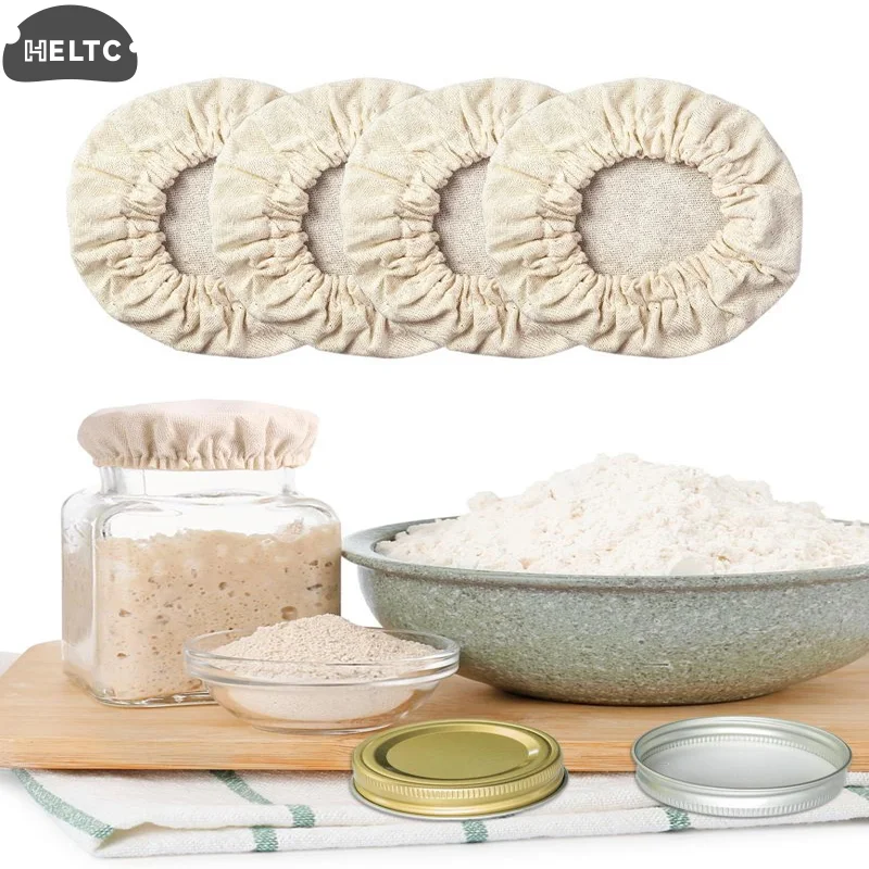 4/8Pcs Reusable Cotton Sourdough Jar Covers With Breathable Fabric Perfect For Home Baking Bread Fermentation