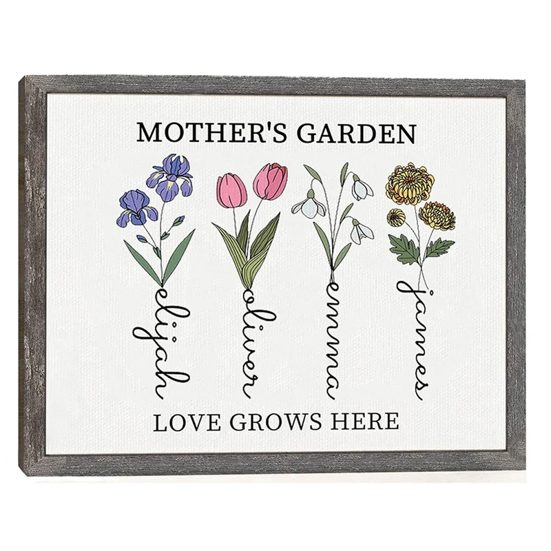 Mother's Day Gifts For Mom And Grandma, Customized Birth Moon Flower Mother's Garden, Personalized Wall Art Gifts Easy Install