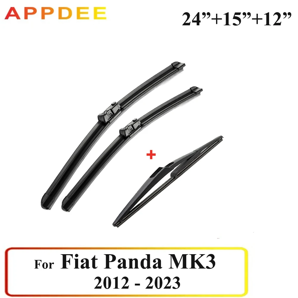 APPDEE Wiper Front Rear Wiper Blades Set For Fiat Panda MK3 2012-2023 2022 2021 2019 2018 2017 Windshield Windscreen 24