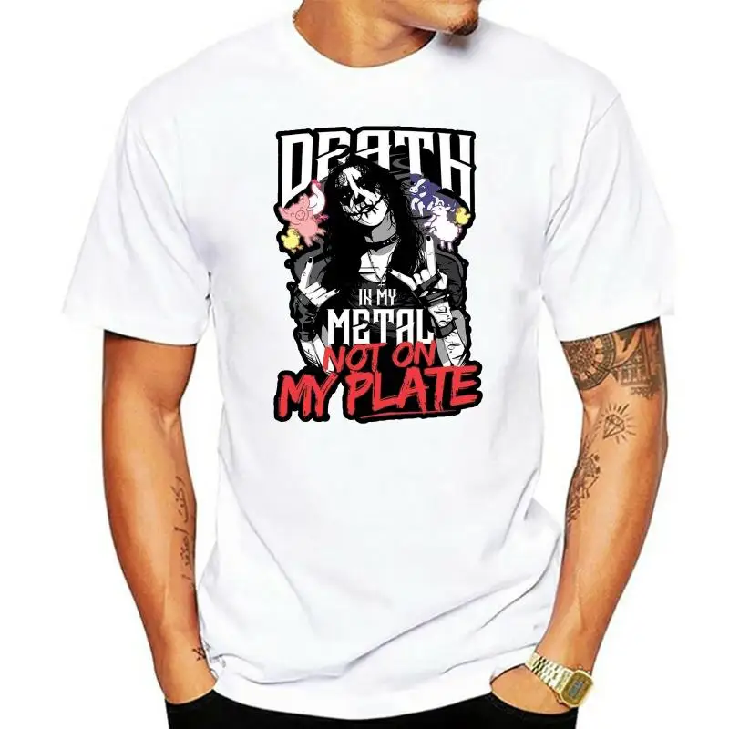 T-shirt Death In My Metal Not On My Plate Vegan Vegetarian Men's Black T Shirt Short Sleeve