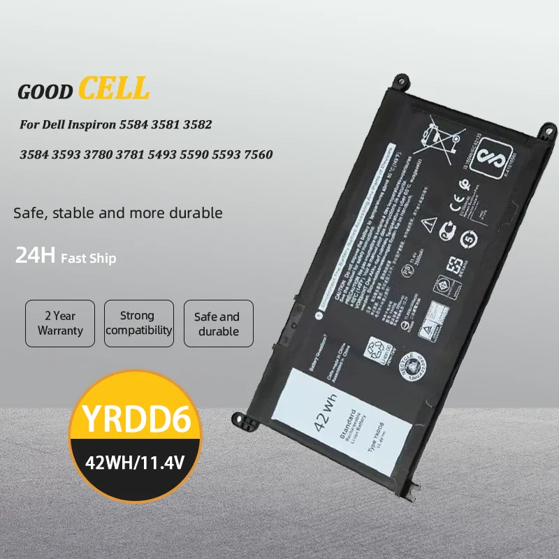 New YRDD6 Laptop Battery For DELL Inspiron 13 7370 7373 7380 7386 For Vostro 5370 P83G P87G P91GRPJC3 39DY5 11.4V 42WH Laptop