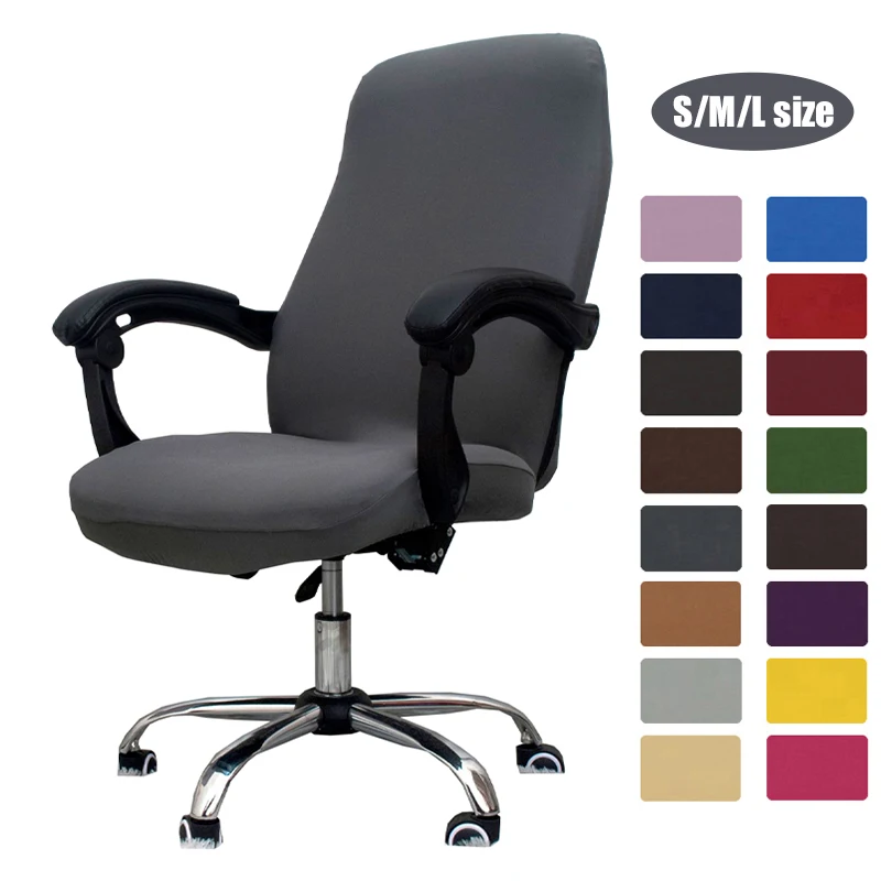 

Solid Color Office Chair Cover Elastic Printed Rotating Armrest Lifting Computer Seat Covers Anti-dirty Decor Chair Protectors