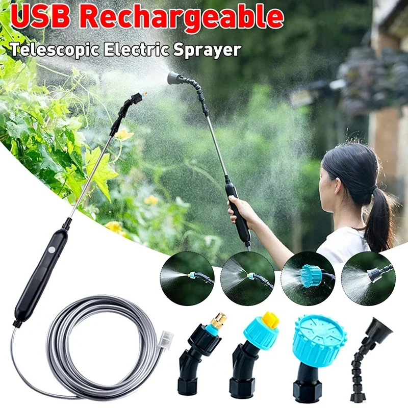 

Portable Electric Sprayer with 2/4 Mist Nozzles Garden Sprayer USB Rechargeable Battery Plant Sprayer Yard Lawn Weeds Plants