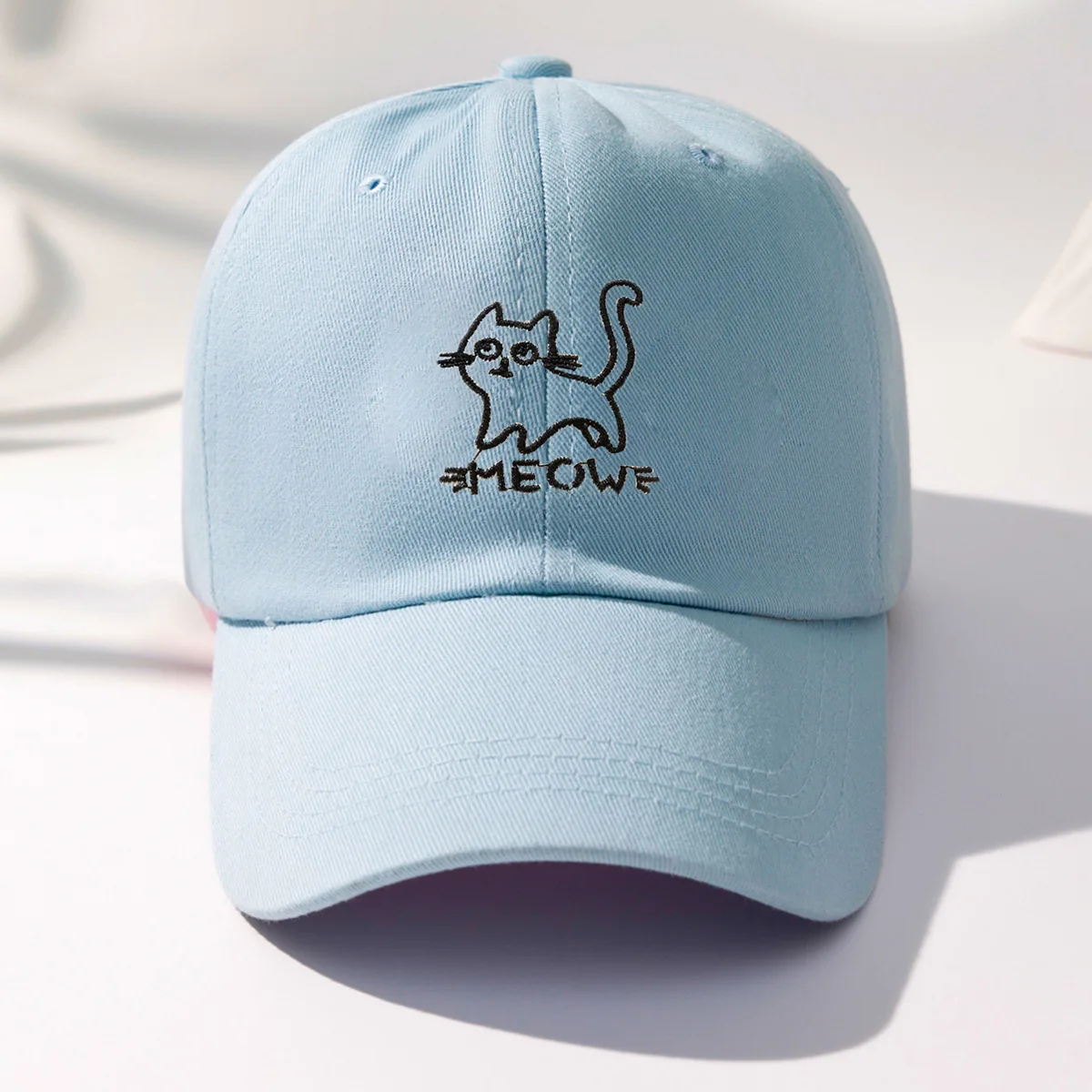 Fashion Kitten Embroidered Baseball Cap, Couple Outdoor Versatile Casual Sunshade Sunscreen Hat Topi