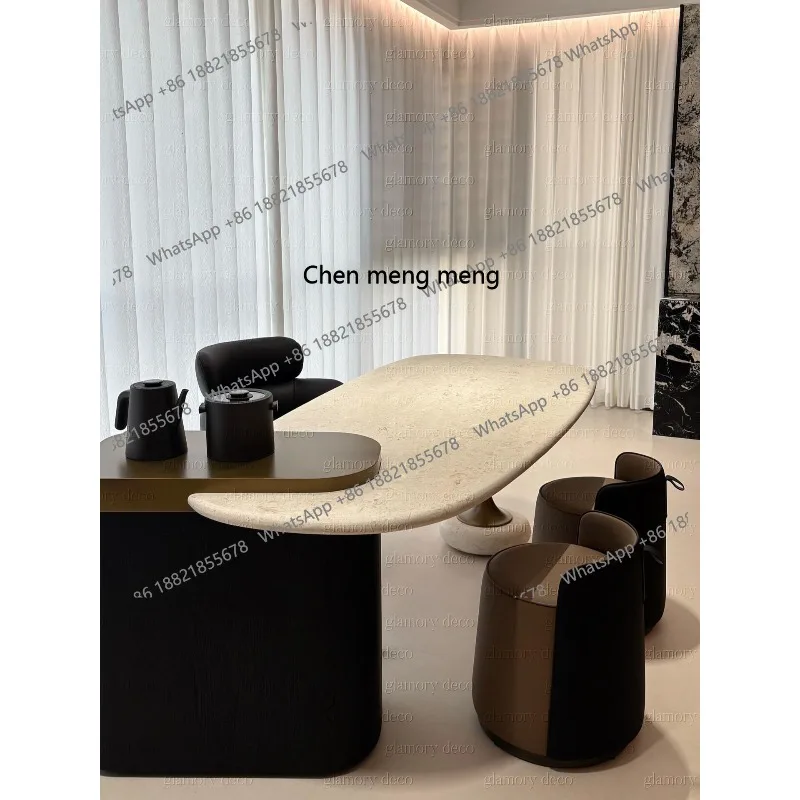

Minimalist, oval tea table, high-end dining table, office home marble, tea table