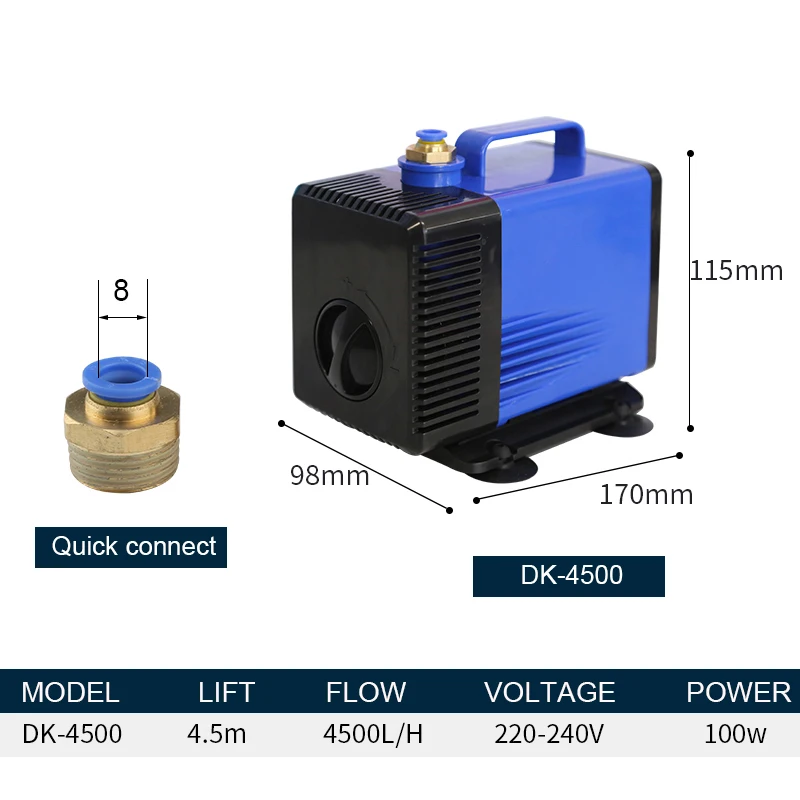 100w 4.5m Submersible Water Pump Multifunctional 4500l/H Aquarium Water Pump Filter Fish Tank Fountain Pump 220v-240v