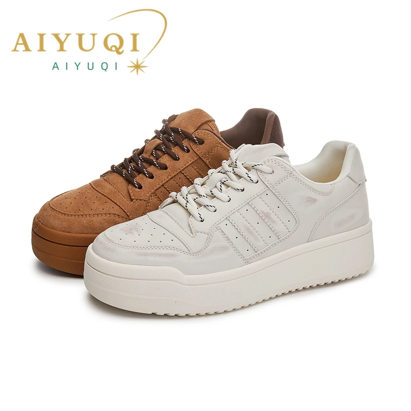 

AIYUQI 2025 new women's sports shoes flat non-slip skateboard shoes female retro dirty white shoes for students