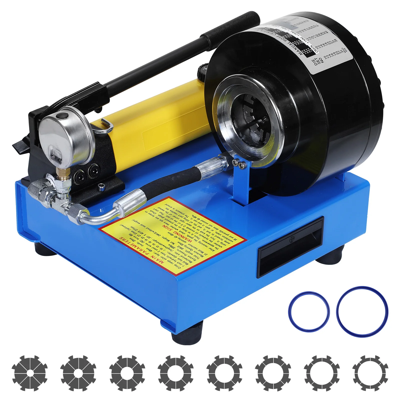 

Пресс для обжима шлангов с 8 наборами насадок, диапазон обжима 0,24-1,1 дюйма, высокое давление 2000 кН, для автомобильной и промышленной отраслей
