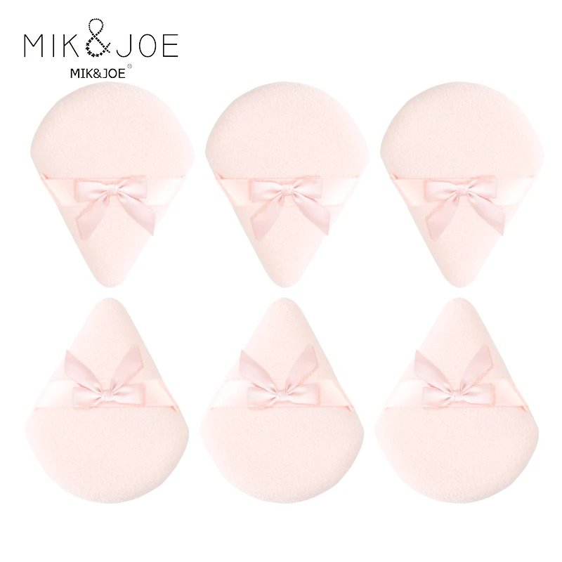 6Pcs Pink Butterfly Knot Triangle Shape Combination Makeup Puff Soft And Delicate For Home Or Travel Use