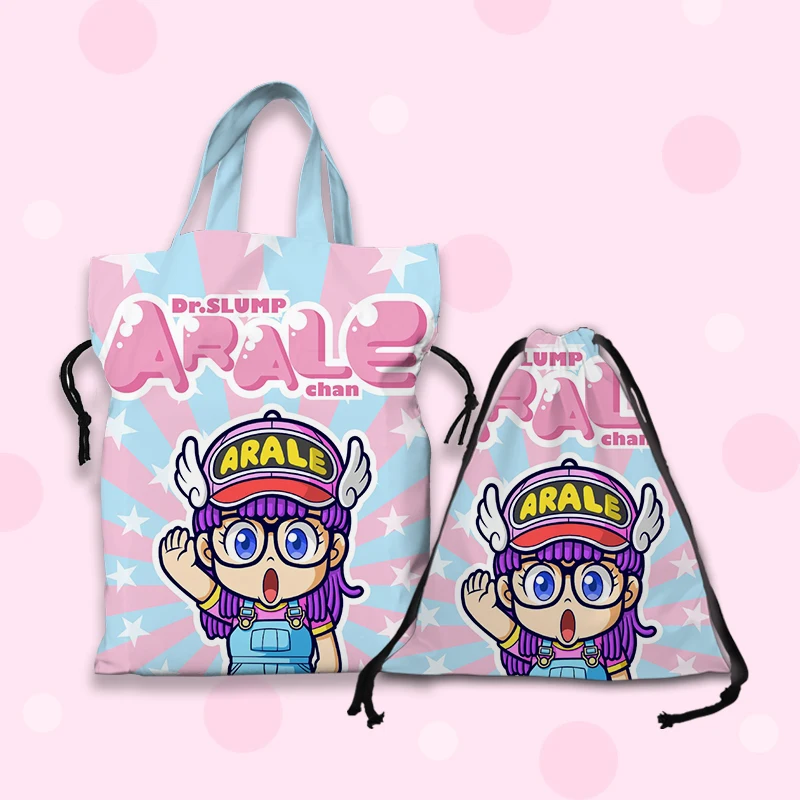 IVYYE Arale Fashion Customized Lunch Bags Cartoon Handbag Drawstring Storage bag Portable Unisex Gift