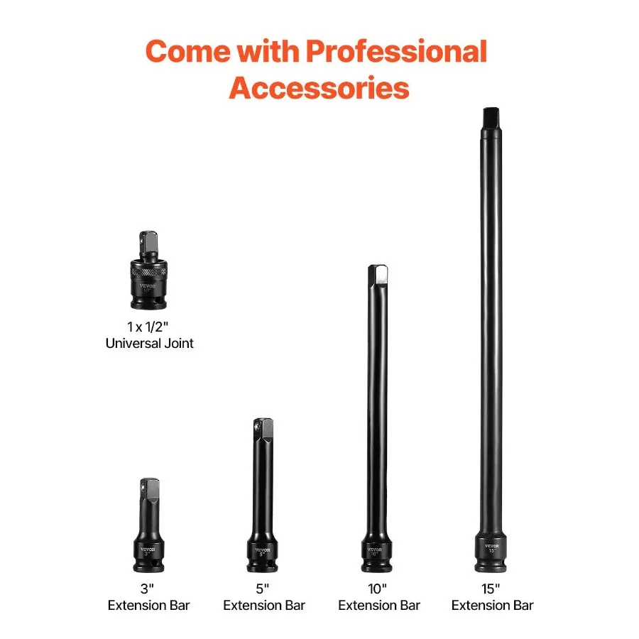 Impact Socket Set 1 2 inch 43-delige Impact Sockets Standaard Socket Assortiment 1 2 Inch Drive Socket Set 6-punts Sockets Voldaan