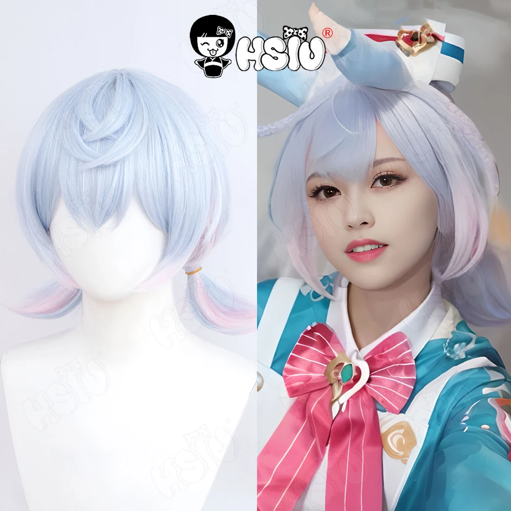 Sigewinne Cosplay Wig HSIU 35CM light blue gradient pink short hair Heat Resistant Synthetic Wig+Wig cap Game cosplay Wig