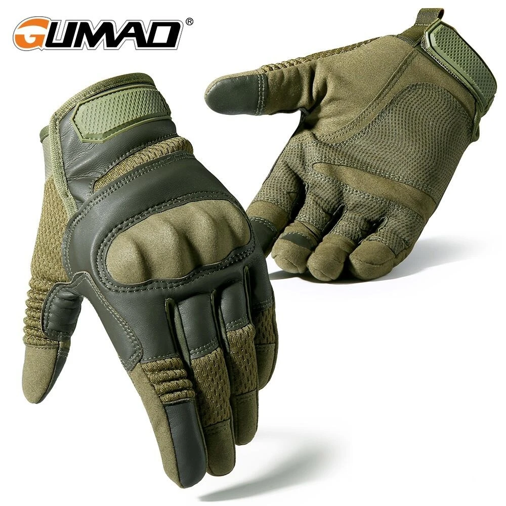 Guanti tattici in pelle PU Touch Screen Ciclismo Guscio rigido Escursionismo Combattimento Caccia Airsoft Guida Bicicletta Guanti da bici antiscivolo